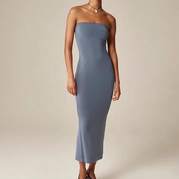 Rouje X J. Crew Women's Size Medium Shadow Grey Cinema Strapless Midi Dress - Picture 1 of 16